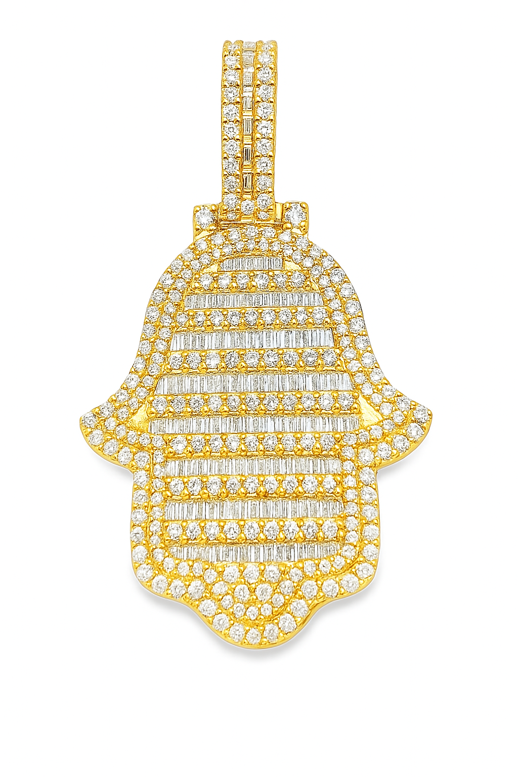Elegant Gold Hamsa Pendant 2.75 ctw Diamond 10K Yellow Gold | Spiritual Protection & Luxury | Jewelry Palace