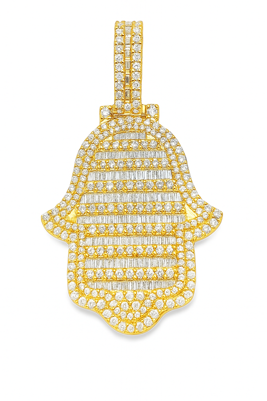 Elegant Gold Hamsa Pendant 2.75 ctw Diamond 10K Yellow Gold | Spiritual Protection & Luxury | Jewelry Palace