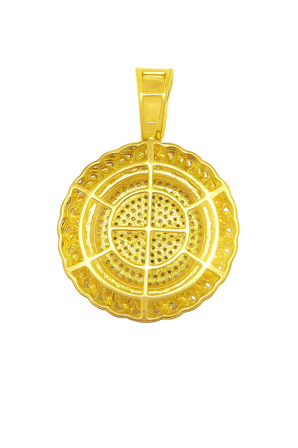 10K Yellow Gold Diamond Pendant with Cuban Border 1.00 ctw
