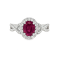 14K White Gold Oval Ruby & Diamond Ring 0.50 ctw