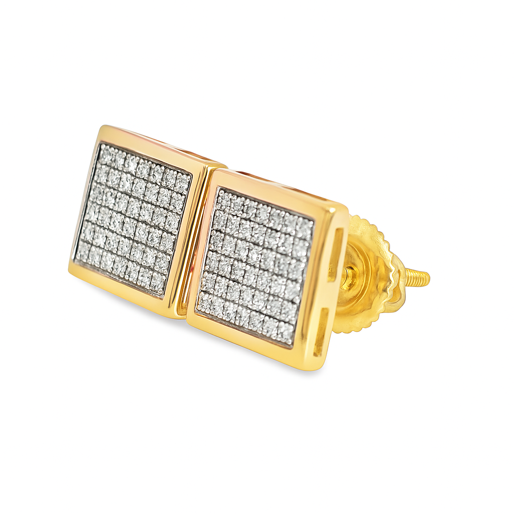 10K Yellow Gold Diamond Square Stud Earrings | 0.60 CTW | Jewelry Palace
