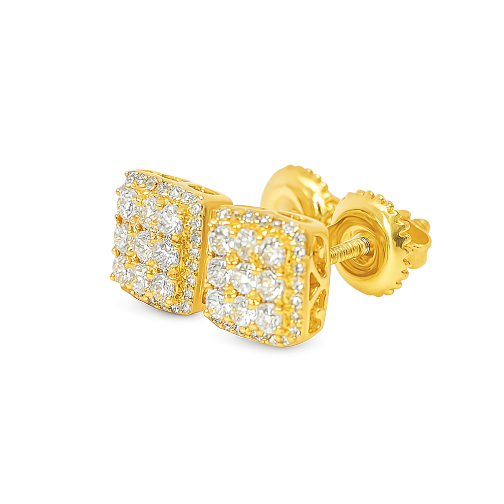 10K Yellow Gold Square Diamond Stud Earrings 0.49 ctw | Jewelry Palace