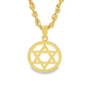 10K Yellow Gold Star of David Pendant Medallion w/ 20” Rope Chain Necklace