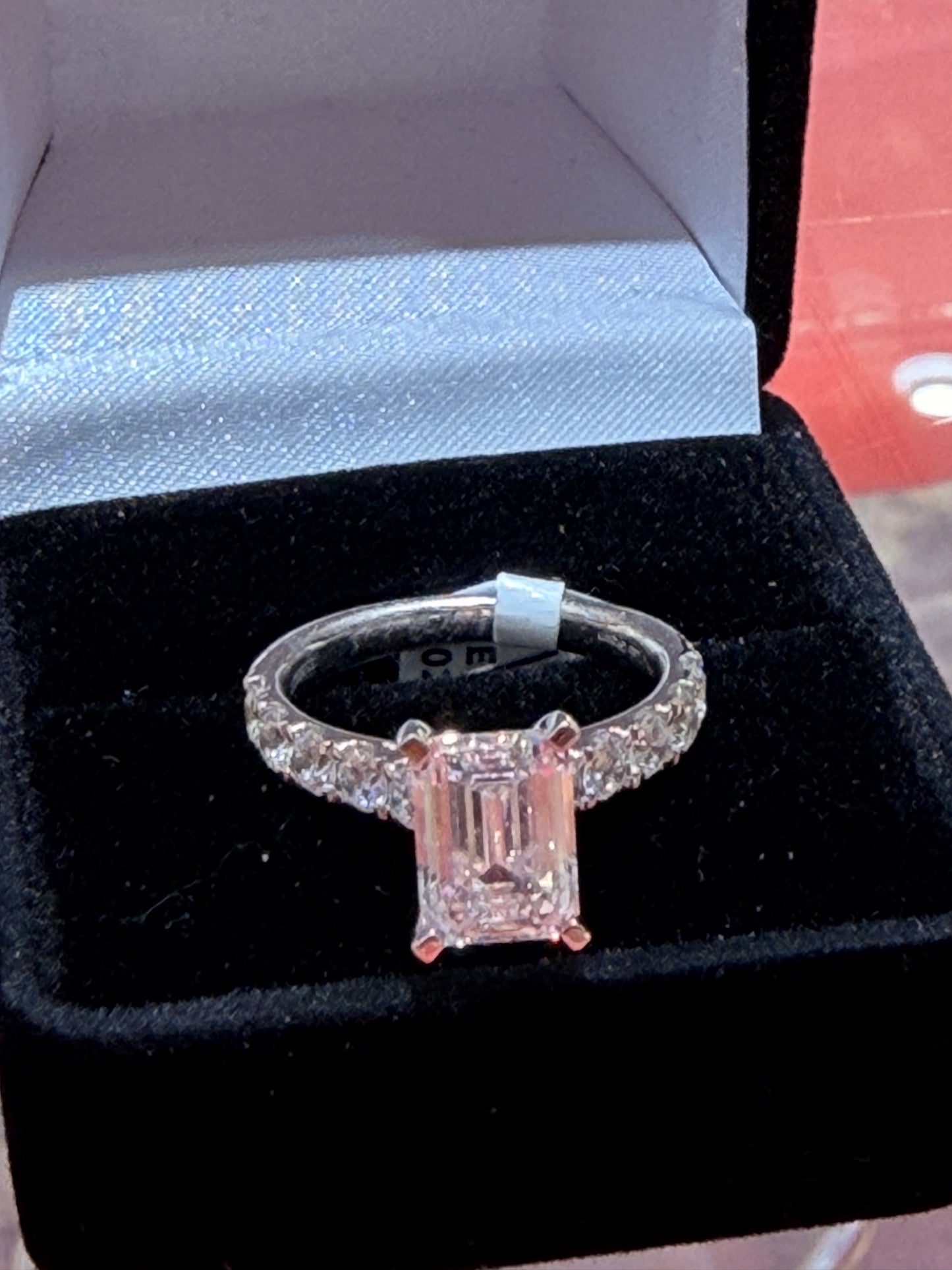 3.01 CT Emerald Cut IGI Certified Lab Grown Diamond Engagement Ring – 18K White Gold 4.02 CTW Overall