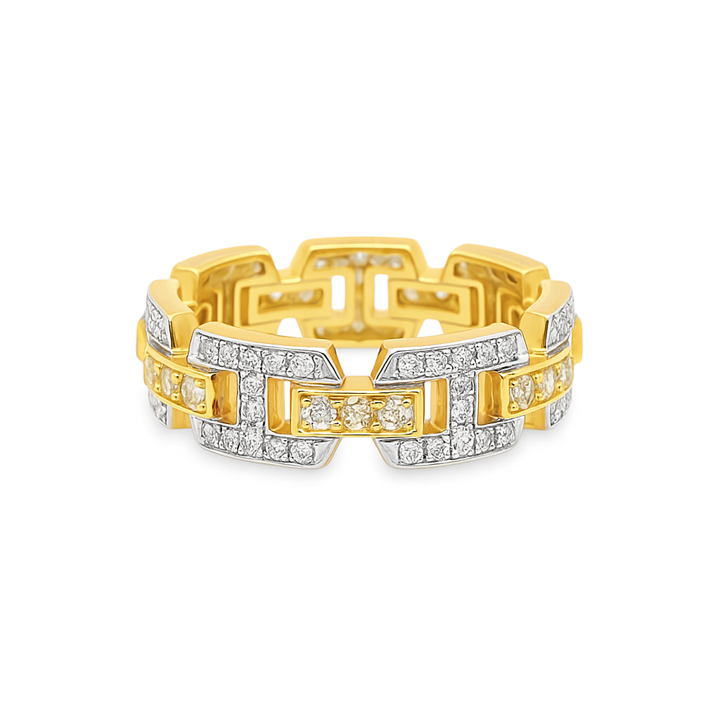 10K Yellow Gold Diamond Link Band Ring 1.50 ctw (Size 10) – Modern Men’s Luxury Ring | Jewelry Palace Lithonia, GA