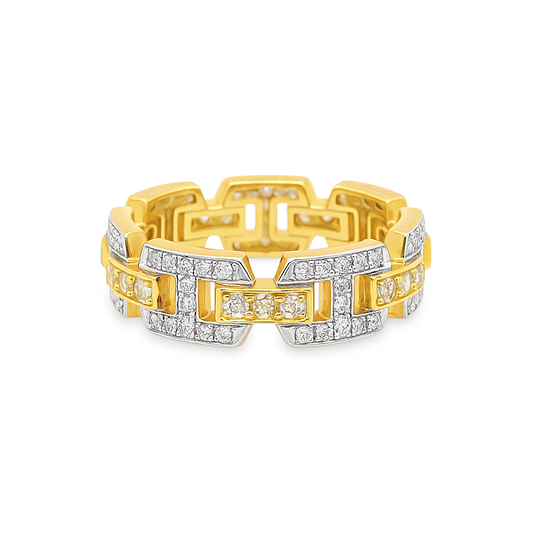10K Yellow Gold Diamond Link Band Ring 1.50 ctw (Size 10) – Modern Men’s Luxury Ring | Jewelry Palace Lithonia, GA