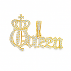 Yellow Gold Diamond "Queen" Pendant with Round Brilliant Cut Diamonds 1.00 ctw