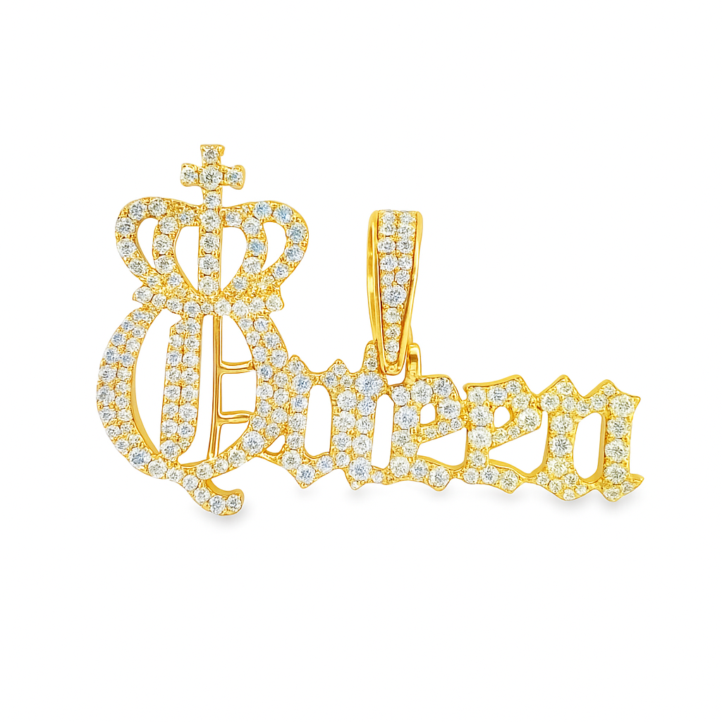 Yellow Gold Diamond "Queen" Pendant with Round Brilliant Cut Diamonds 1.00 ctw