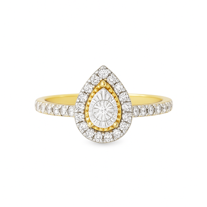 10K Yellow Gold Pear Cut Halo Diamond Engagement Ring 0.50 ctw