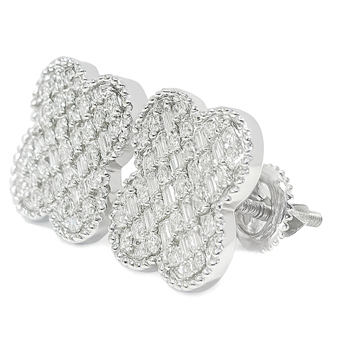 10K White & Rose Gold Diamond Earrings with Round Brilliant Diamonds 1.25 CTW | Jewelry Palace