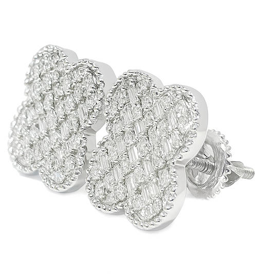 10K White & Rose Gold Diamond Earrings with Round Brilliant Diamonds 1.25 CTW | Jewelry Palace