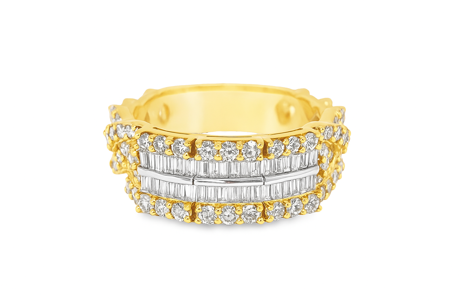 1.67 CTW 10K Yellow Gold Diamond Eternity Band | Baguette & Round Diamond Ring | Jewelry Palace