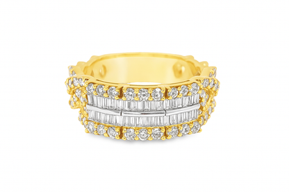 1.67 CTW 10K Yellow Gold Diamond Eternity Band | Baguette & Round Diamond Ring | Jewelry Palace