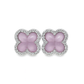 10K White Gold Diamond Four-Leaf Clover Stud Earrings with Rose Quartz 0.75 CTW | Jewelry Palace
