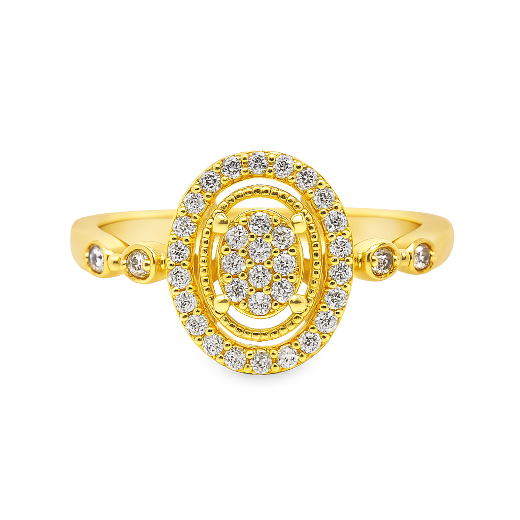 14k Yellow Gold Oval Shape Diamond Promise Ring 0.22 ctw