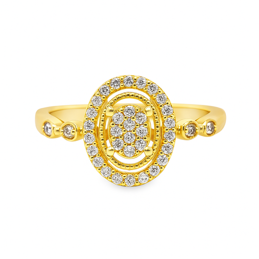 14k Yellow Gold Oval Shape Diamond Promise Ring 0.22 ctw