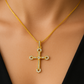 10K Yellow Gold Diamond Cross Charm Necklace Two-Tone Round Brilliant 0.23 CTW