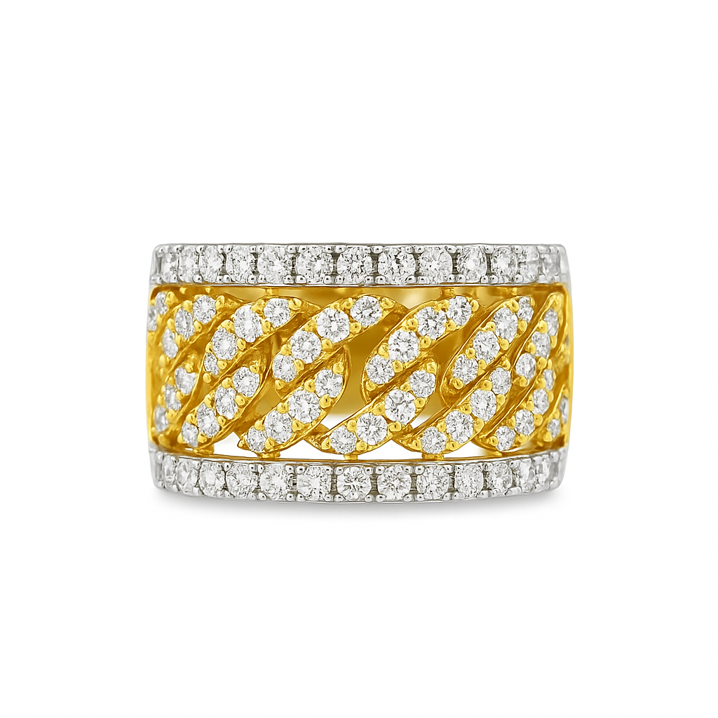 10K Yellow Gold Diamond Wide Curb Band Ring 5.50 ctw – Luxury Statement Ring | Jewelry Palace Lithonia, GA
