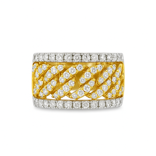10K Yellow Gold Diamond Wide Curb Band Ring 5.50 ctw – Luxury Statement Ring | Jewelry Palace Lithonia, GA