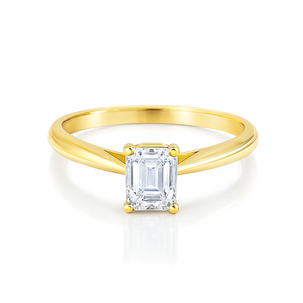 14K Yellow Gold Emerald Cut Diamond Solitaire Engagement Ring 1.00 CTW