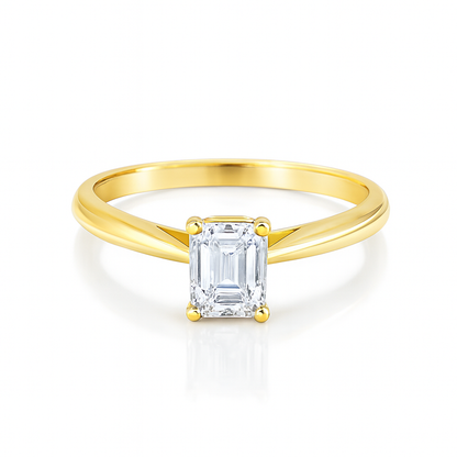 14K Yellow Gold Emerald Cut Diamond Solitaire Engagement Ring 1.00 CTW