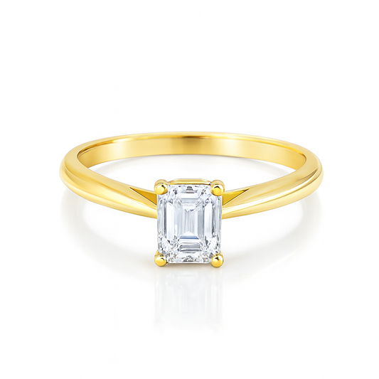 14K Yellow Gold Emerald Cut Diamond Solitaire Engagement Ring 1.00 CTW
