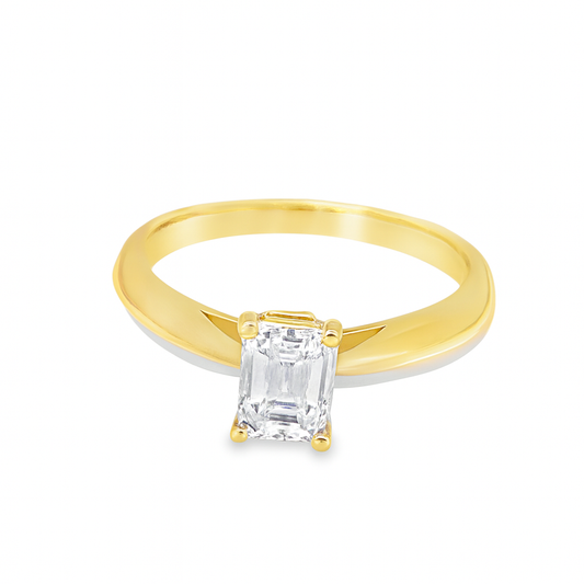 14K Yellow Gold Emerald Cut Diamond Solitaire Engagement Ring 1.00 CTW