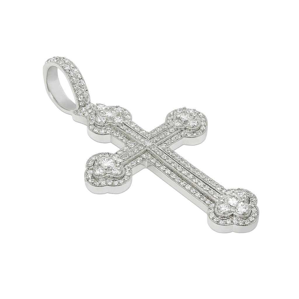 10K White Gold Diamond Cross Pendant 2.53 ctw