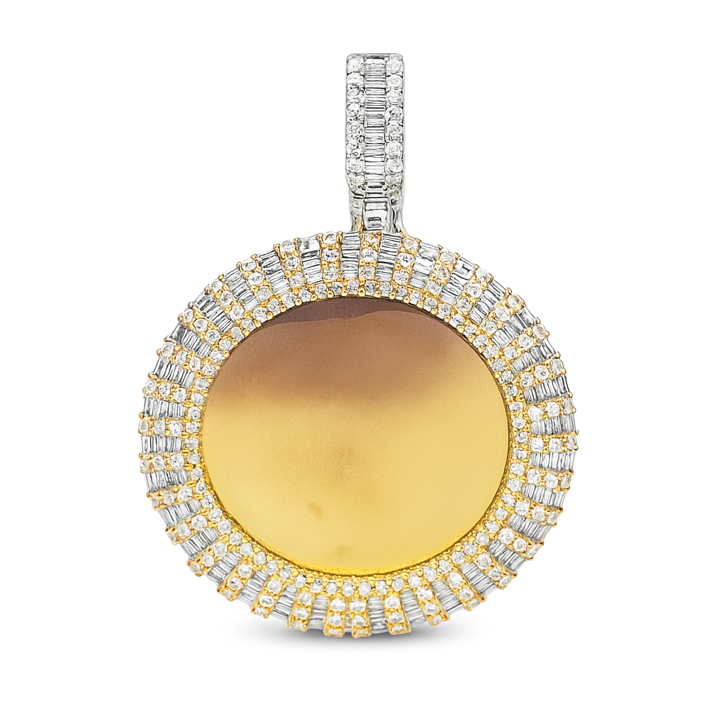10K Yellow Gold Baguette Diamond Round Memory Pendant 4.0 CTW | Jewelry Palace