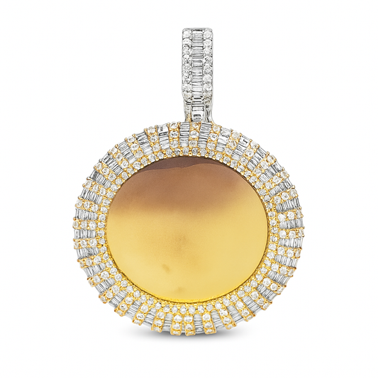 10K Yellow Gold Baguette Diamond Round Memory Pendant 4.0 CTW | Jewelry Palace