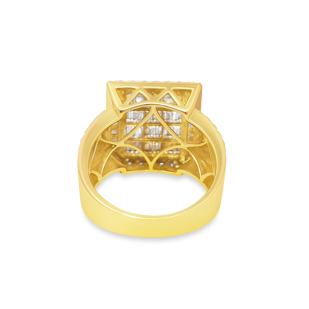 Men’s Baguette & Round Diamond Ring 2.25 CTW | 14K Yellow Gold Luxury Statement Ring | Jewelry Palace