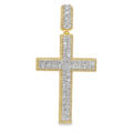 10K Yellow Gold Baguette Diamond Cross Pendant 2.35 ctw | Men’s Iced Out Gold Cross Necklace