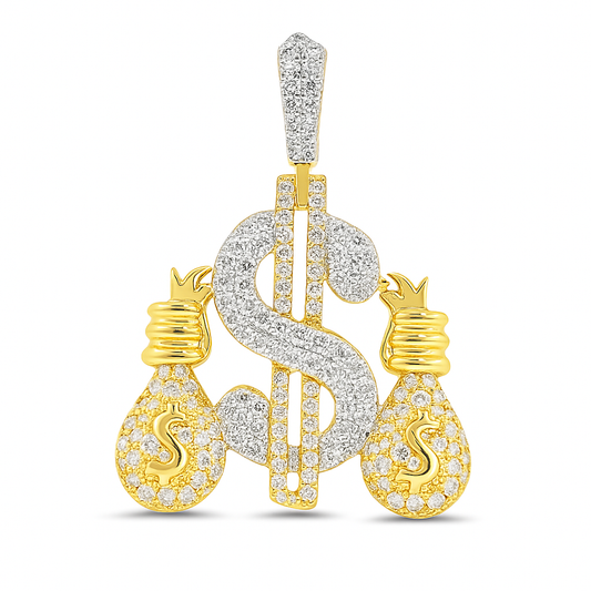 10K Yellow Gold Diamond Money Dollar Pendant 1.64 CTW | Jewelry Palace