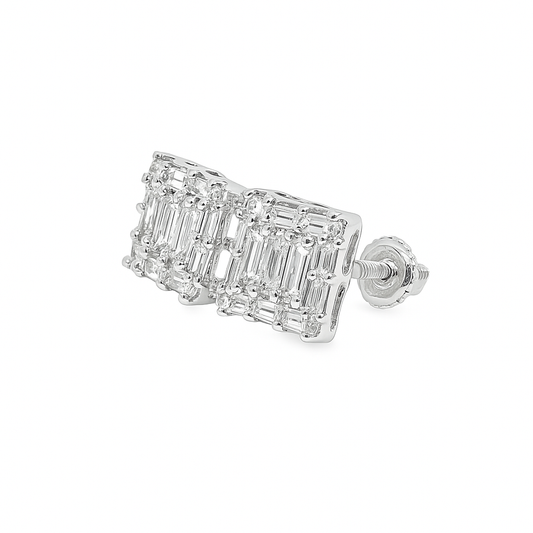 14K White & Yellow Gold Diamond Earrings with Fancy Brown Square Diamonds 0.61 CTW | Jewelry Palace