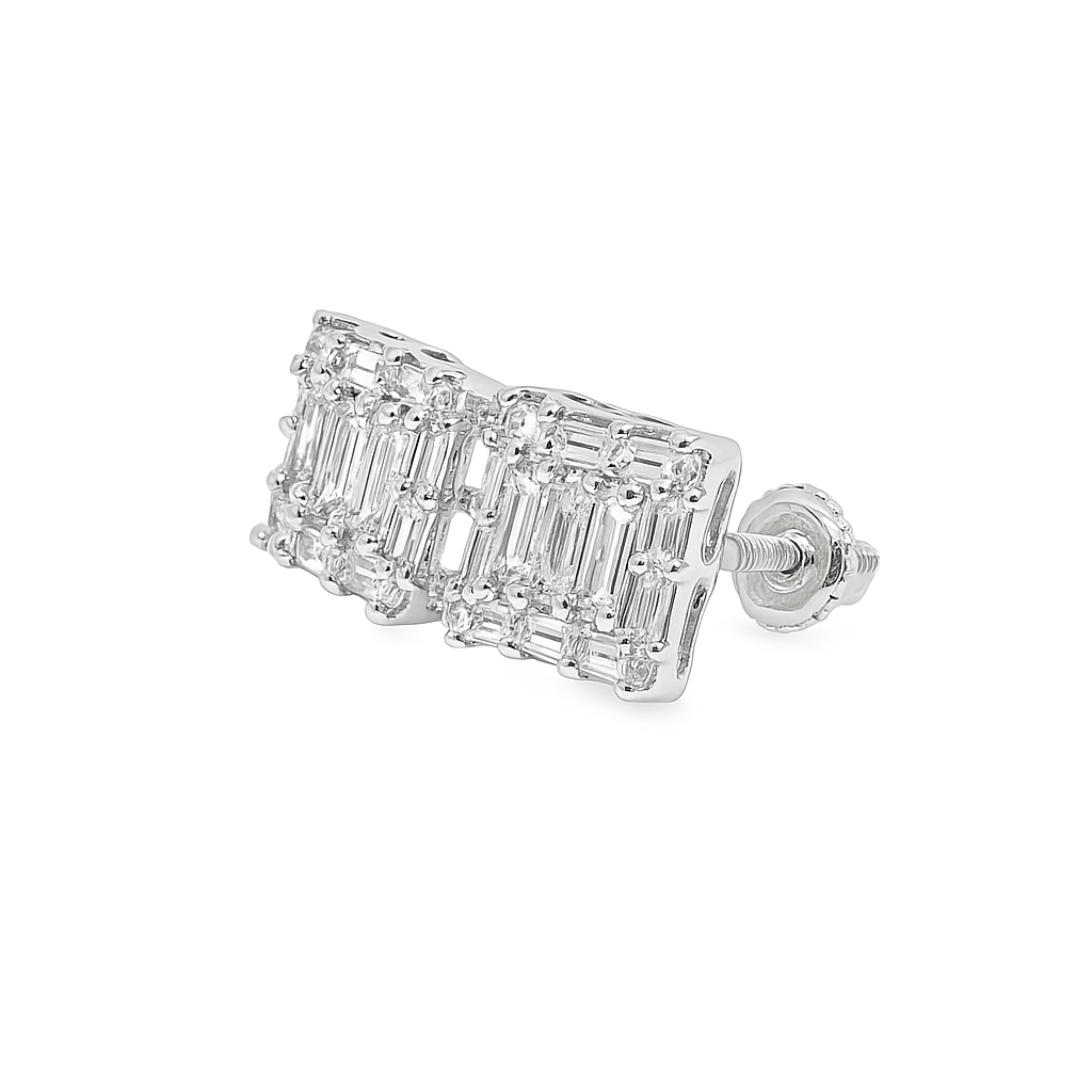 14K White & Yellow Gold Diamond Earrings with Fancy Brown Square Diamonds 0.61 CTW | Jewelry Palace