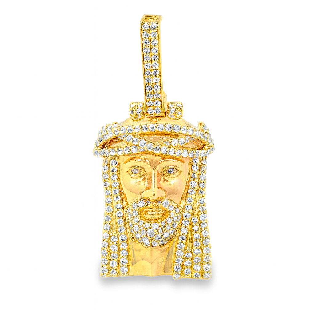 10K Yellow Gold Diamond Jesus Pendant 1.35 ctw | Iced-Out Religious Charm