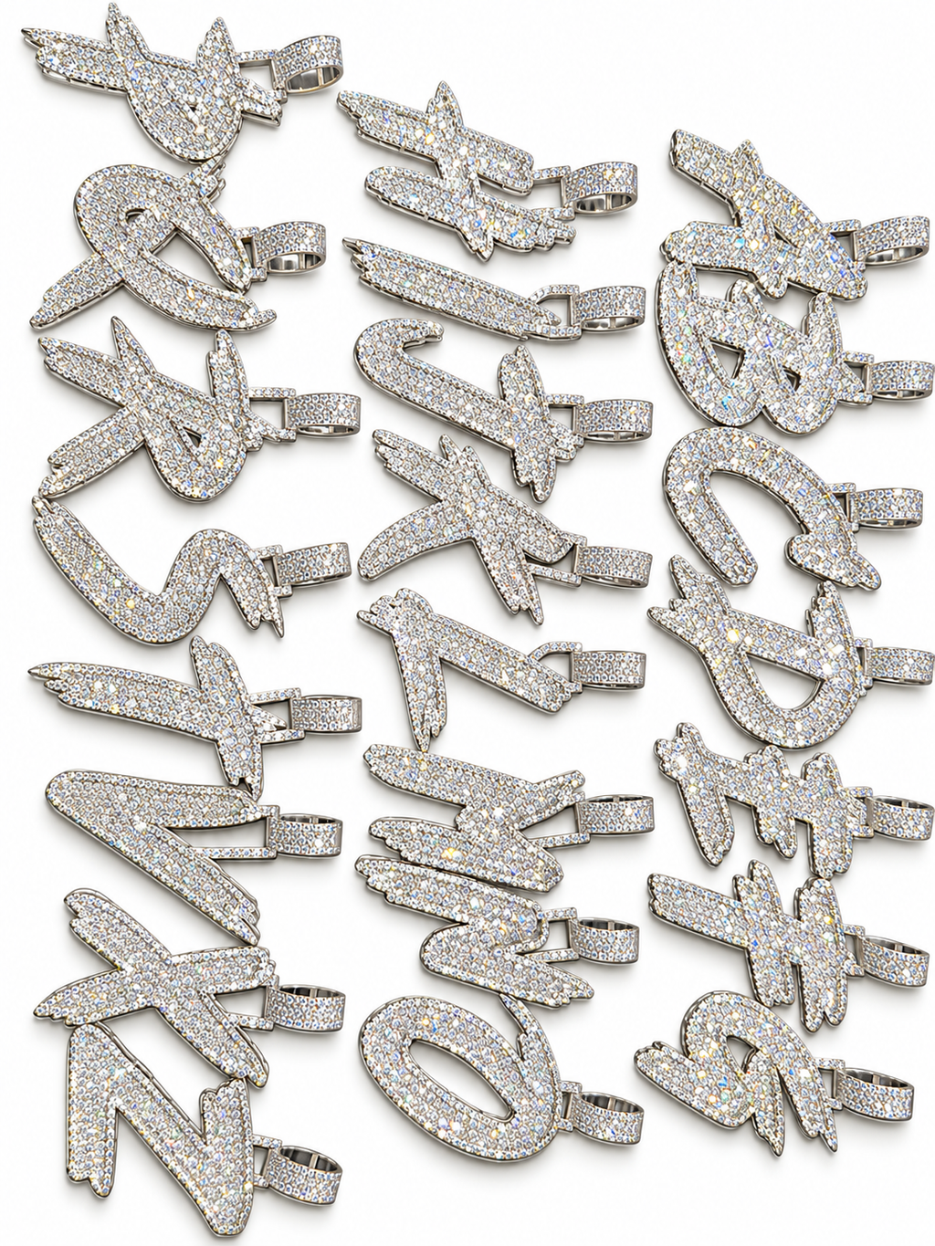 5MM Silver VVS D Color Moissanite Tennis Chain with Initial Pendant – 22” & 24” | Jewelry Palace
