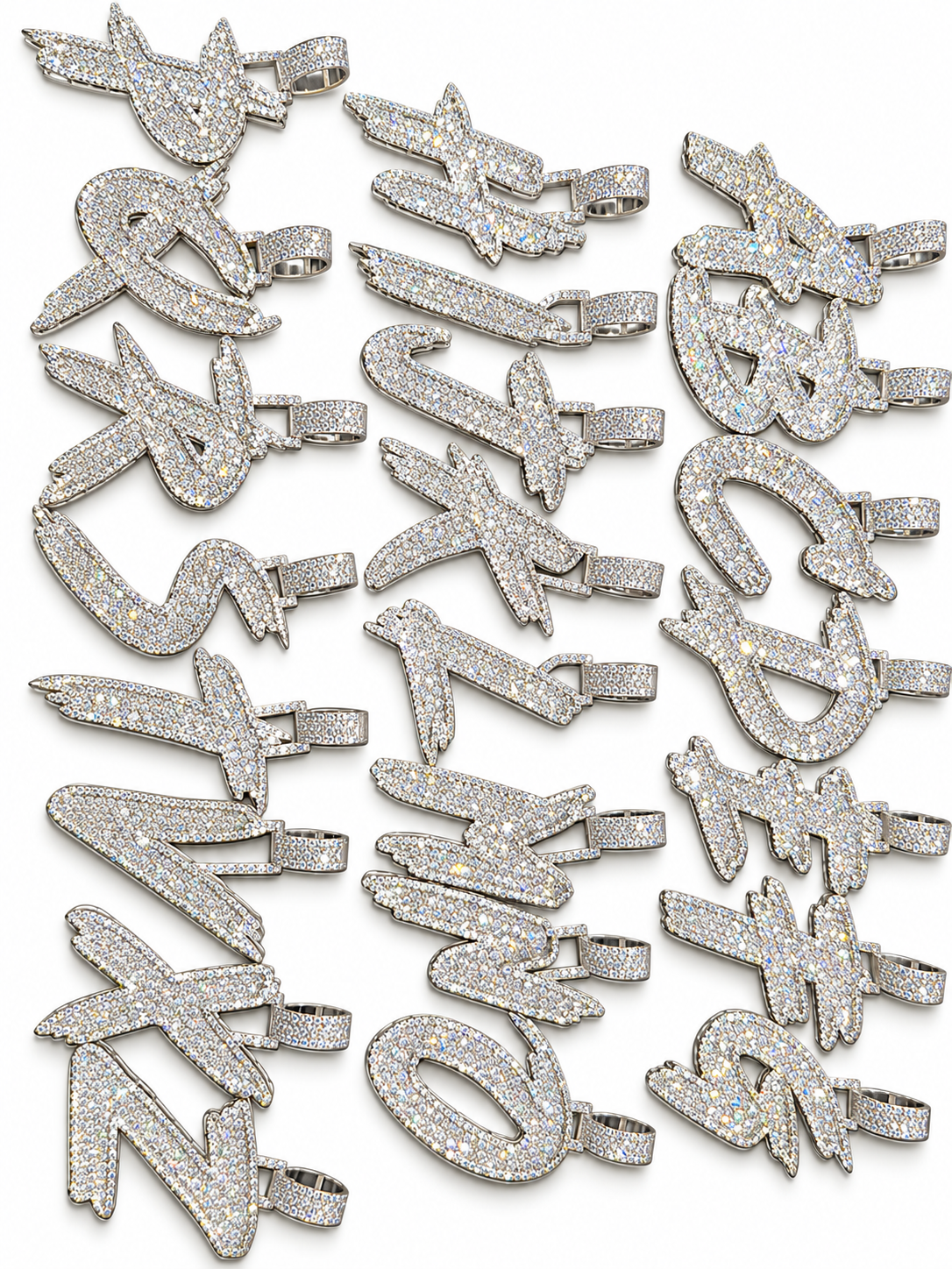 5MM Silver VVS D Color Moissanite Tennis Chain with Initial Pendant – 22” & 24” | Jewelry Palace