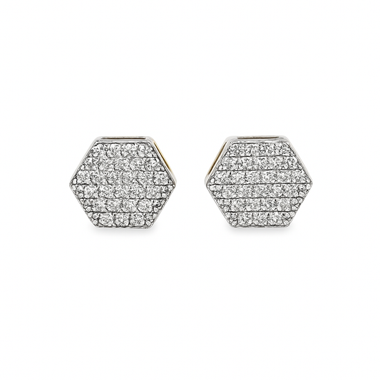 10K Yellow Gold Diamond Hexagon Stud Earrings | 0.17 CTW | Jewelry Palace