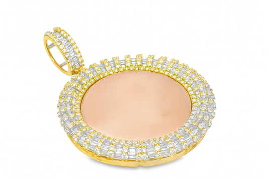 10K Yellow Gold Baguette Diamond Round Memory Pendant 4.0 CTW | Jewelry Palace
