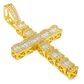 10K Yellow Gold Diamond Cross Pendant with Baguette Cut Diamonds 2.53 ctw
