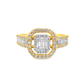 10K Yellow Gold Diamond Ring Set with Baguette Center and 2 Matching Bands 1.50 ctw