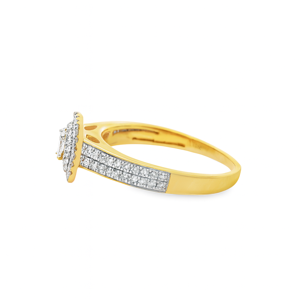 10K Yellow Gold Diamond Engagement Ring & Wedding Band Set 0.84 CTW