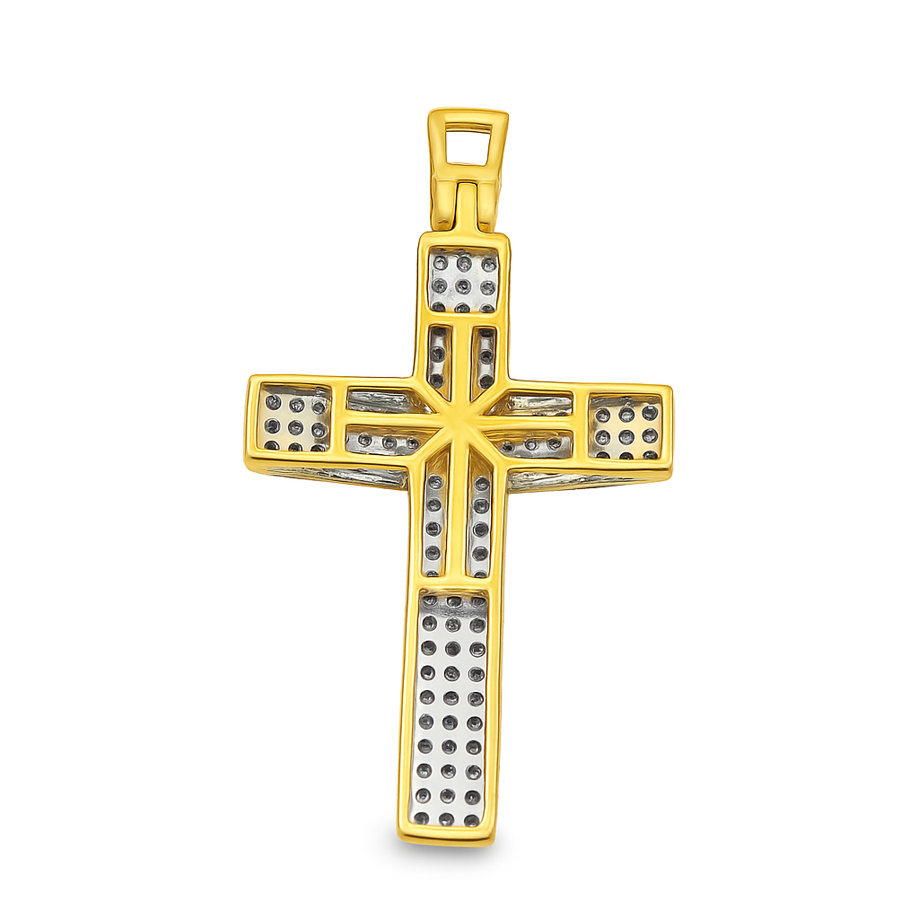 10K Yellow Gold Pavé Diamond Cross Pendant 0.25 ctw – Round Cut Faith Jewelry | Jewelry Palace Lithonia, GA
