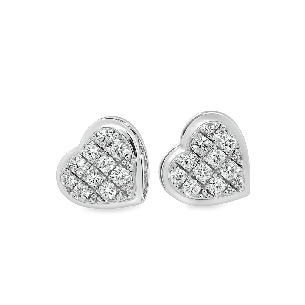 10K White Gold Diamond Heart Stud Earrings 0.26 CTW | Jewelry Palace