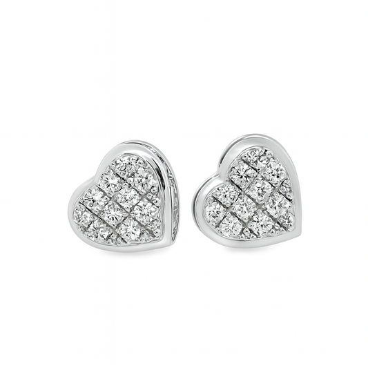 10K White Gold Diamond Heart Stud Earrings 0.26 CTW | Jewelry Palace