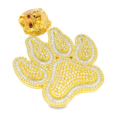 10K Yellow Gold Diamond Lion Paw Pendant 6.50 ctw | Iced Out Animal Pendant for Men – Jewelry Palace