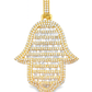 10K Yellow Gold Diamond Hamsa Pendant 4.0 ctw | Baguette & Round Diamond Charm