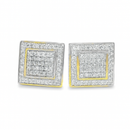 10K Yellow Gold Diamond Square Stud Earrings 0.38 ctw | Jewelry Palace