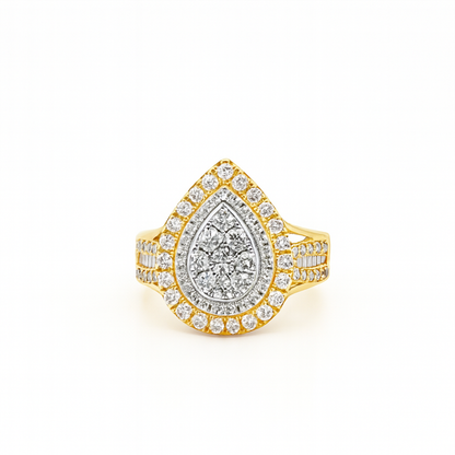 10K Yellow Gold Pear Shaped Diamond Ring 0.98 ctw